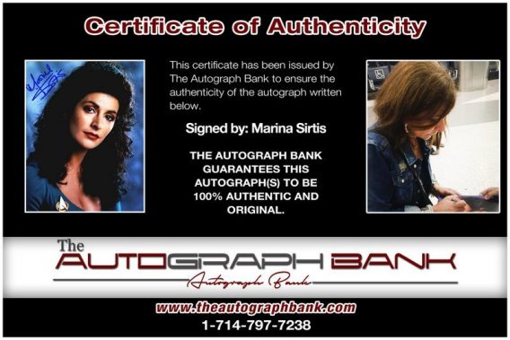 Marina Sirtis proof of signing certificate