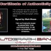 Mark Moses certificate of authenticity from the autograph bank