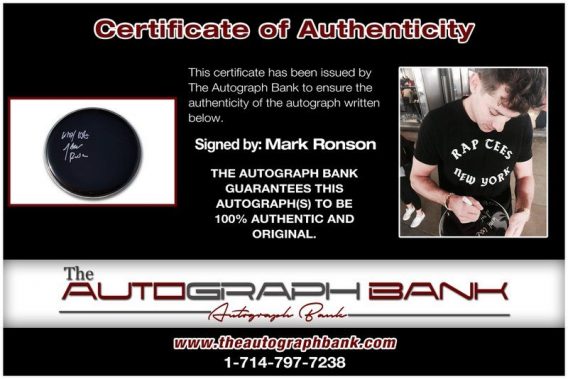 Mark Ronson proof of signing certificate