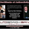 Mark Wahlberg certificate of authenticity from the autograph bank