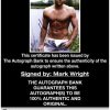 Mark Wright certificate of authenticity from the autograph bank