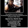 Martin Kove proof of signing certificate