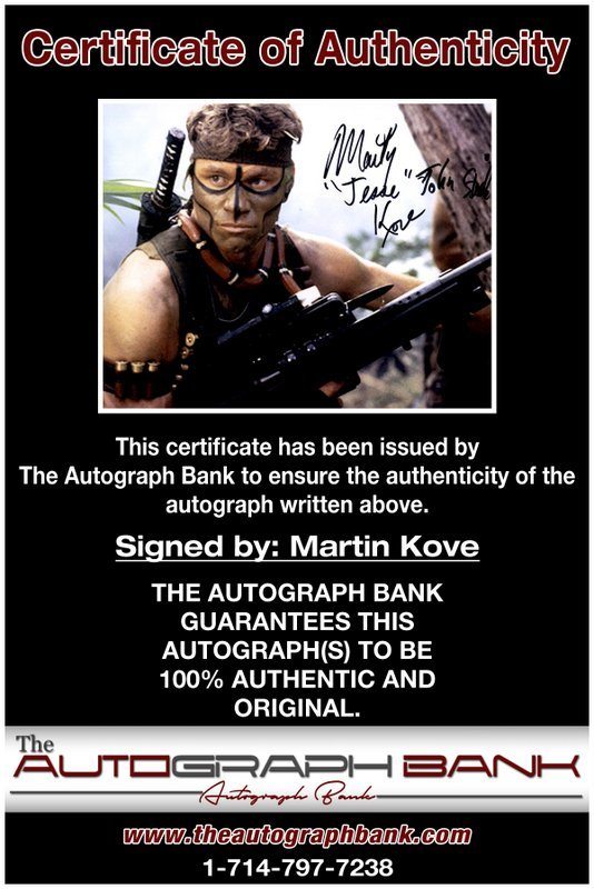 Martin Kove proof of signing certificate