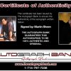 Martin Sheen certificate of authenticity from the autograph bank