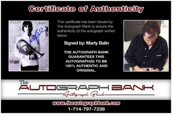 Marty Balin proof of signing certificate