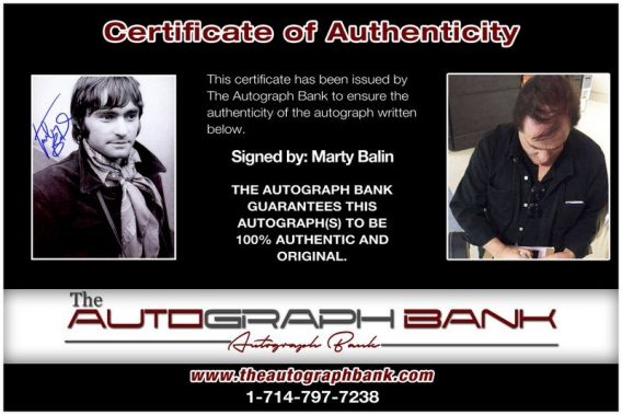 Marty Balin proof of signing certificate