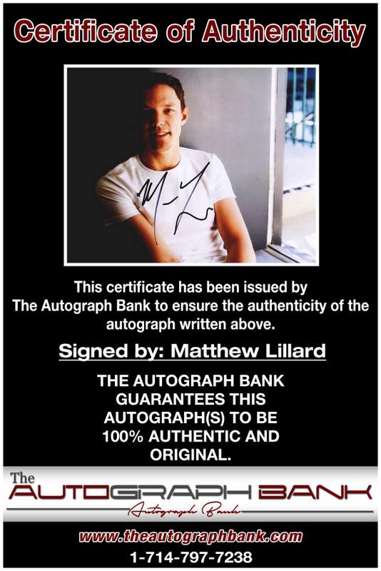 Matthew Lillard certificate of authenticity from the autograph bank