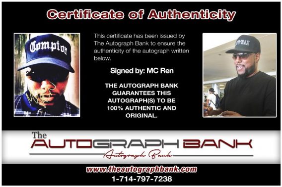 MC Ren proof of signing certificate