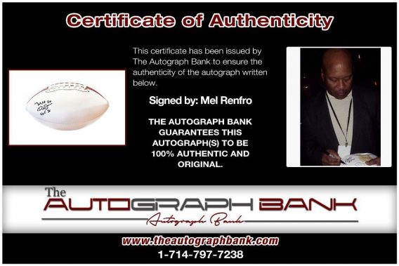 Mel Renfro authentic signed 8x10 picture