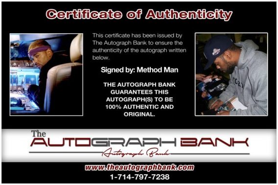 Method Man of Wu Tang Clan proof of signing certificate