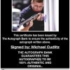 Michael Cudlitz certificate of authenticity from the autograph bank