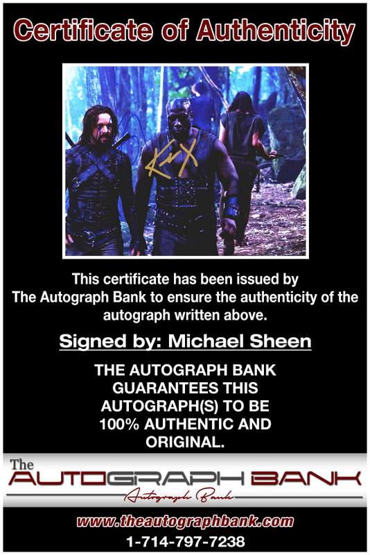 Michael Sheen certificate of authenticity from the autograph bank