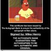 Mike Henry certificate of authenticity from the autograph bank