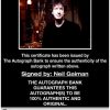 Neil Gaiman proof of signing certificate