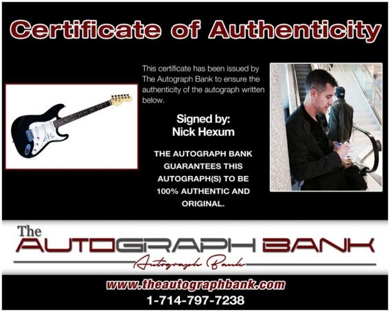 Nick Hexum proof of signing certificate
