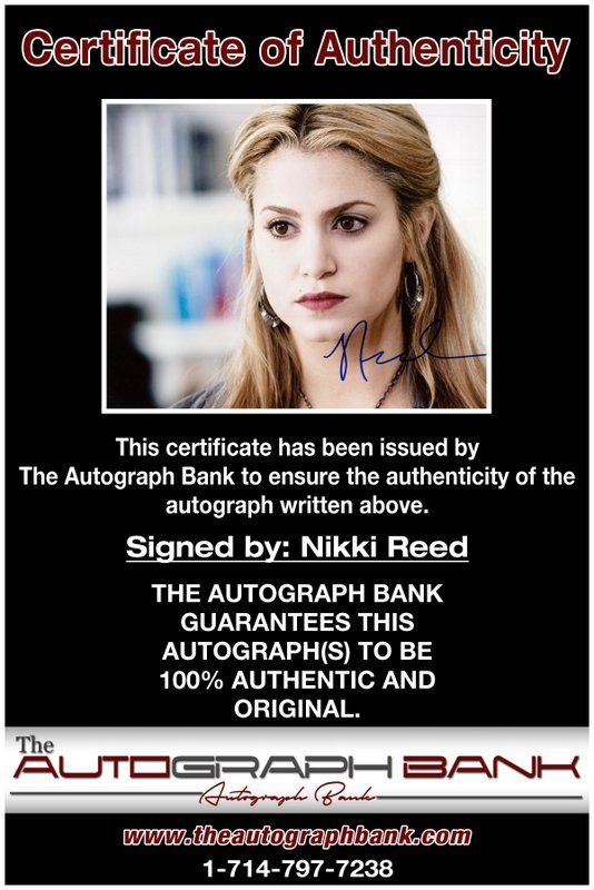 Nikki Reed proof of signing certificate