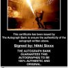 Nikki Sixxx proof of signing certificate