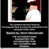 Norm Macdonald certificate of authenticity from the autograph bank