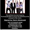 Comedian Norm Macdonald certificate of authenticity from the autograph bank