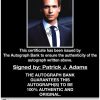 Patrick J Adams certificate of authenticity from the autograph bank