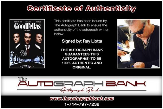 Ray Liotta proof of signing certificate