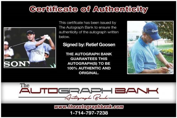 Retief Goosen proof of signing certificate