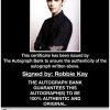 Robbie Kay proof of signing certificate