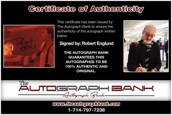 Robert Englund proof of signing certificate