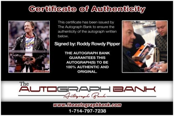 Rowdy Roddy proof of signing certificate