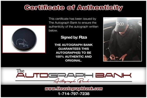 RZA of Wu Tang Clan proof of signing certificate