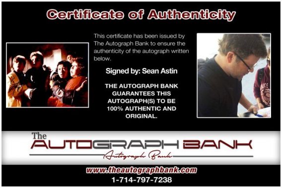 Sean Astin proof of signing certificate