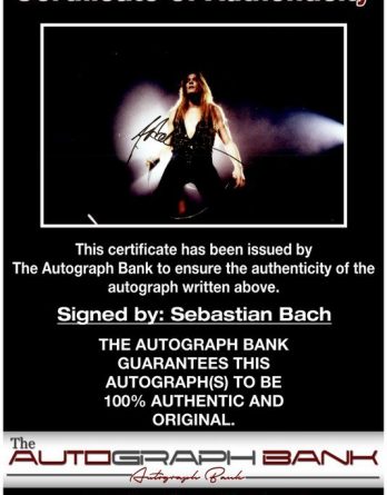 Sebastian Bach proof of signing certificate
