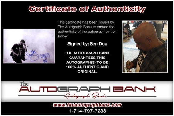 Sen Dog of Cypress Hill proof of signing certificate