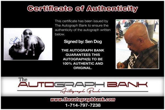 Sen Dog of Cypress Hill proof of signing certificate