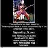 Shavo System certificate of authenticity from the autograph bank