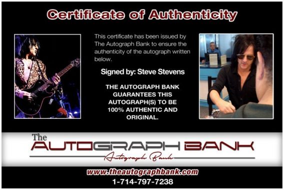 Steve Stevens proof of signing certificate