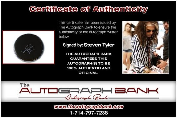 Steven Tyler proof of signing certificate