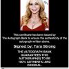 Tara Strong proof of signing certificate