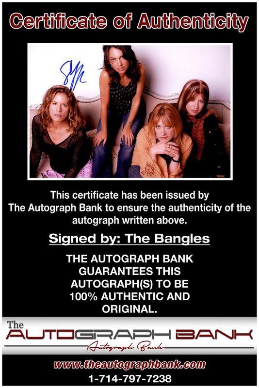 The Bangles proof of signing certificate