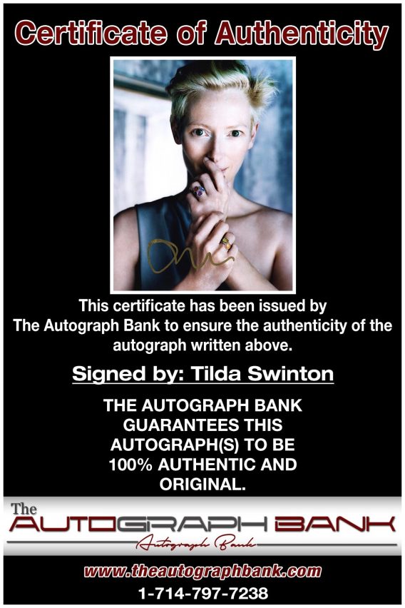 Tilda Swinton proof of signing certificate