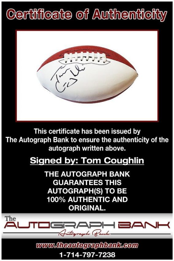 Tom Coughlin proof of signing certificate