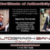 Comedian Tom Arnold proof of signing certificate