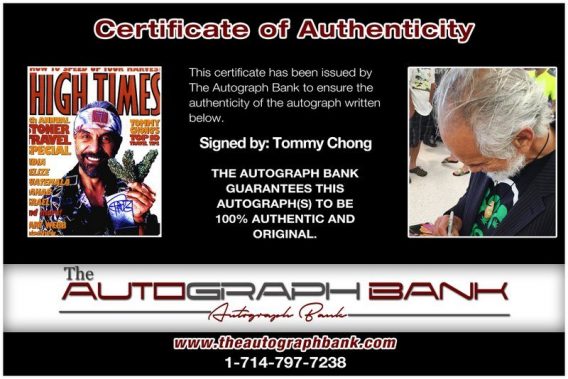 Tommy Chong proof of signing certificate