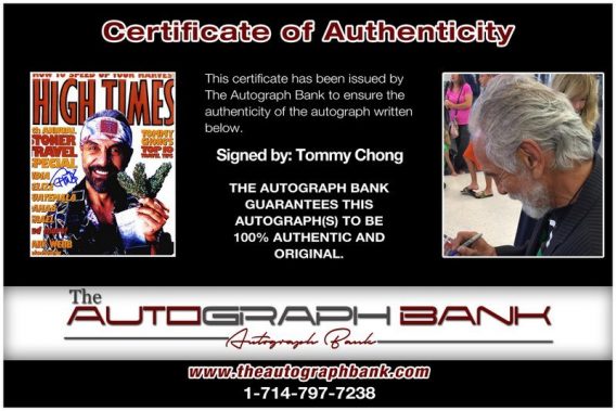 Tommy Chong proof of signing certificate
