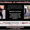 Tony Kanal proof of signing certificate