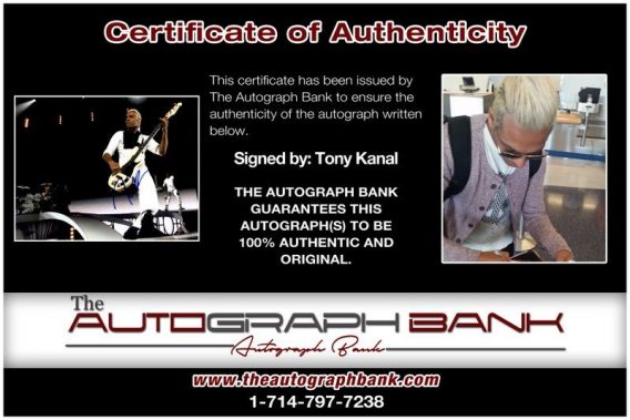 Tony Kanal proof of signing certificate