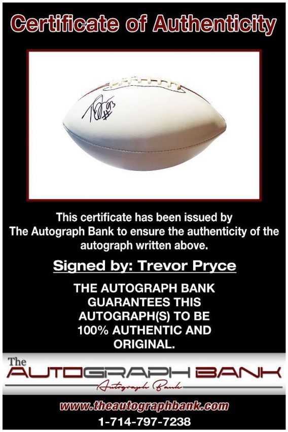 Trevor Pryce proof of signing certificate