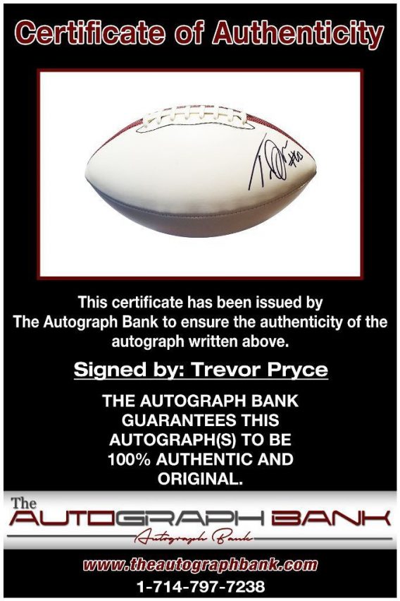 Trevor Pryce proof of signing certificate
