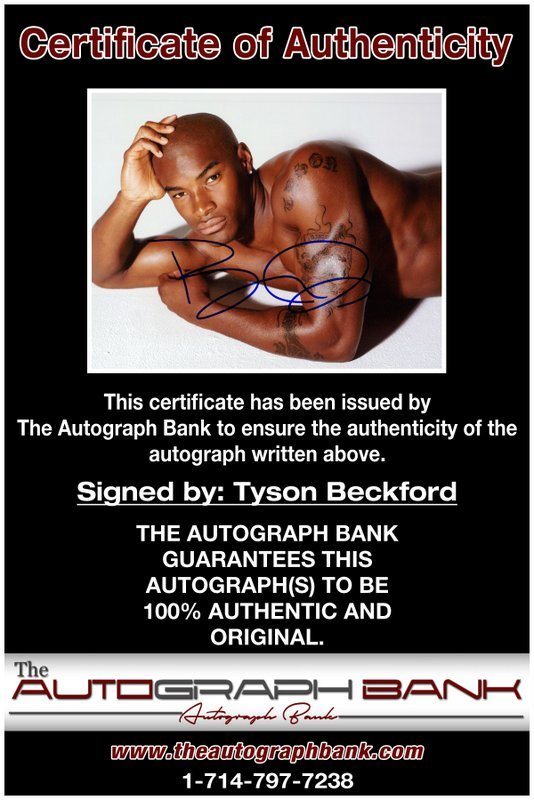 Tyson Beckford proof of signing certificate