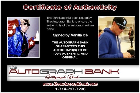 Rapper Vanilla Ice proof of signing certificate